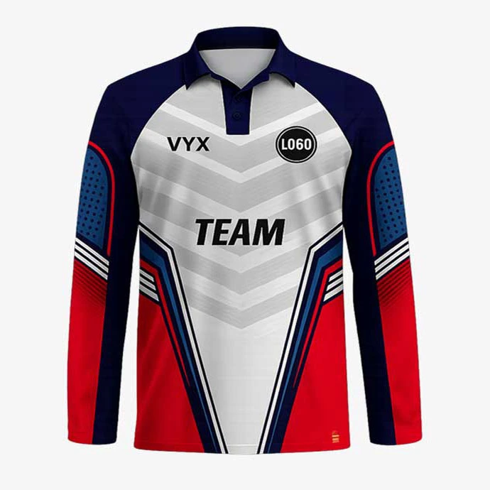 RunForge Grey Red Blue Cricket Jersey front view.jpg