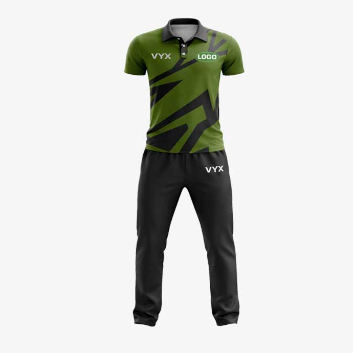 PitchFlex Green Black Cricket Uniform Set front view.jpg