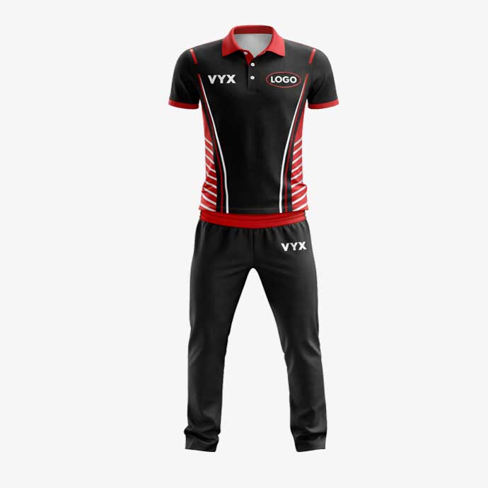 CreasePro Black Red Cricket Uniform Set front view.jpg