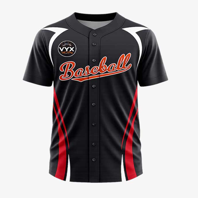 SwingCore Black Red Baseball Softball Jersey front view.jpg