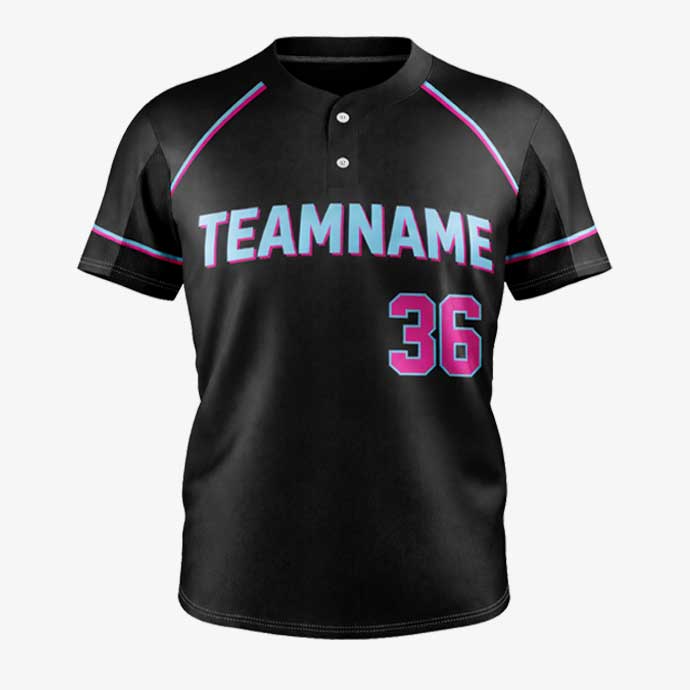 RunPlate Black Pink Baseball Softball Jersey front view.jpg