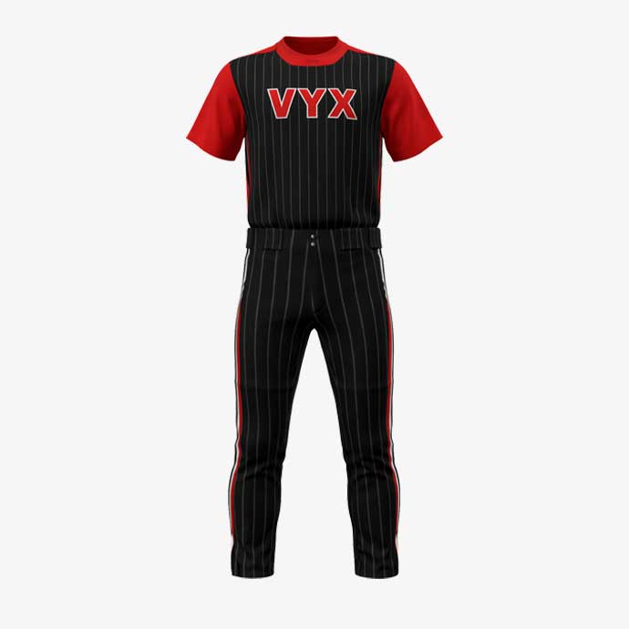 BaseAxis Black Red Baseball Softball Uniform Set front view.jpg
