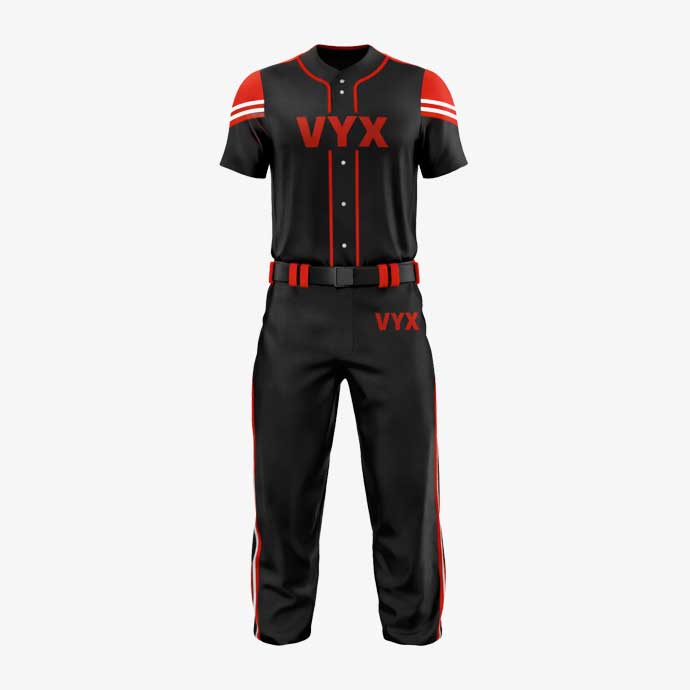 PowerInning Black Red Baseball Softball Uniform Set front view.jpg