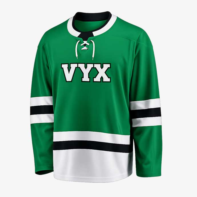 ColdEdge Green White Ice Hockey Jersey front view.jpg