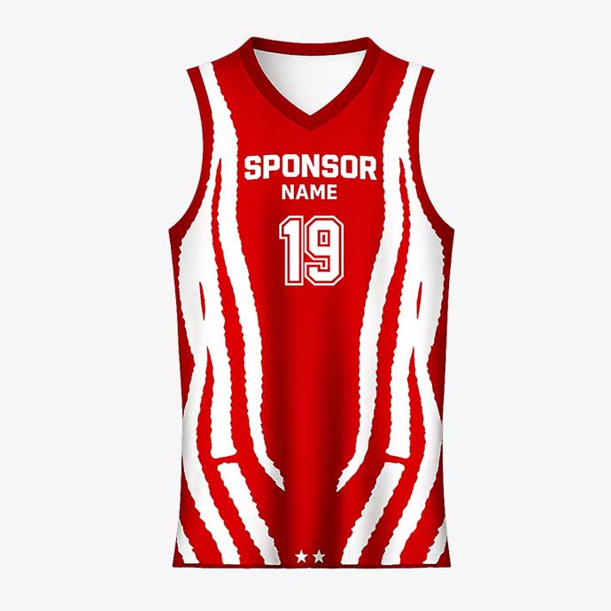 BaseAce Red White basketball jersey front view custom team uniform