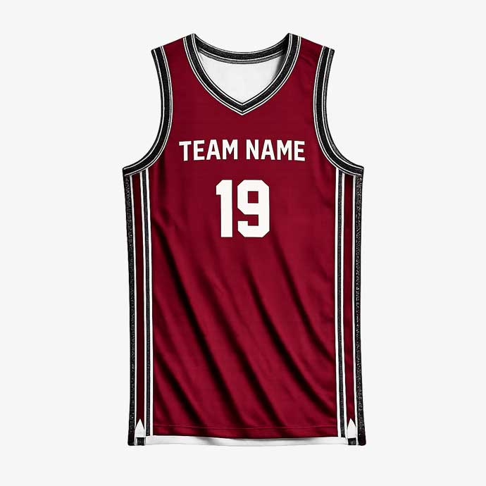 Elite Maroon basketball jersey front view custom club uniform