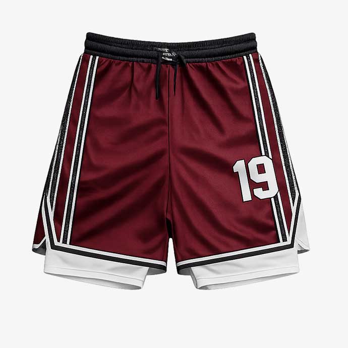 Elite Maroon basketball shorts front view custom club uniform