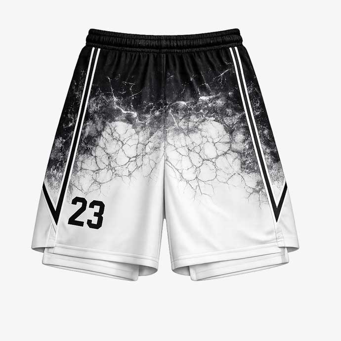 Strike Black White basketball shorts front view custom teamwear