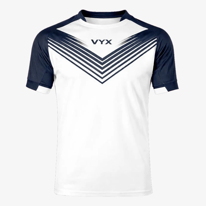 Striker white navy chevron rugby jersey front view