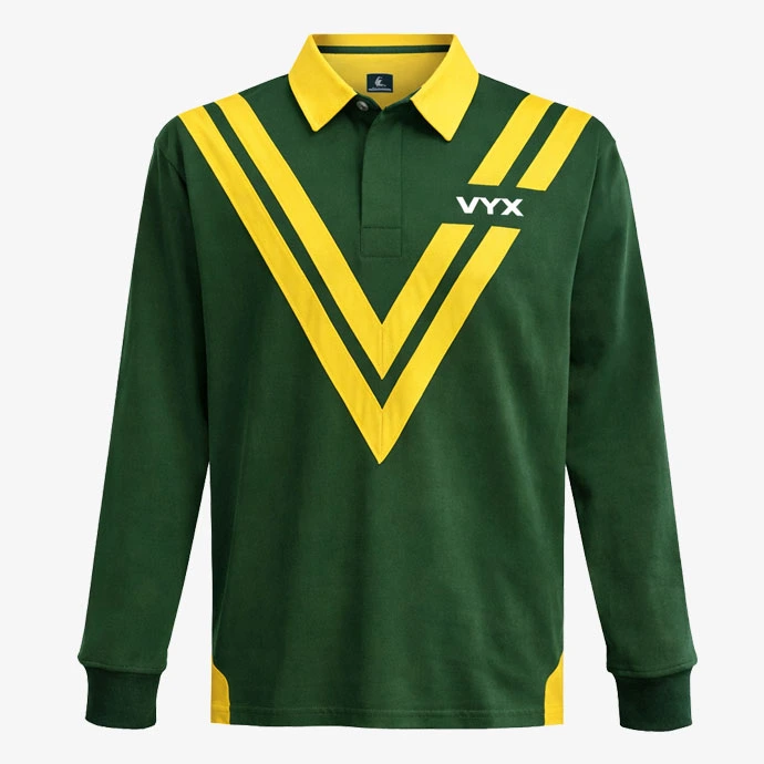 AeroRuck green yellow long sleeve rugby jersey front view