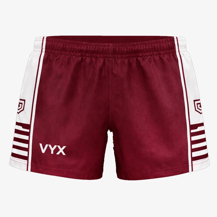FlashPack red rugby shorts front view