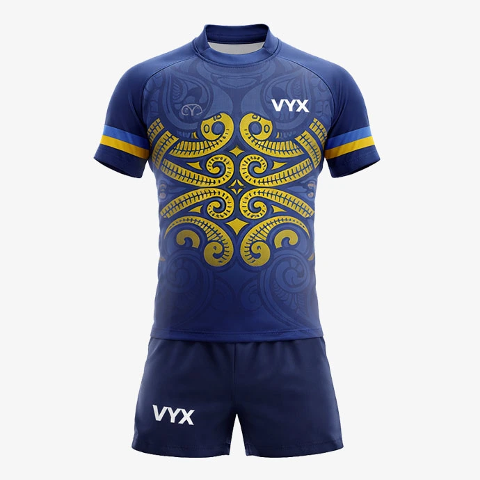ThunderXV blue gold rugby uniform set front view
