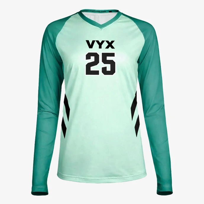 Nexora mint green long sleeve volleyball jersey front view
