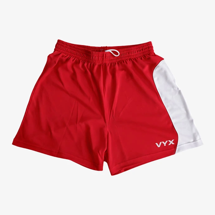 Vyxora red white volleyball shorts front view