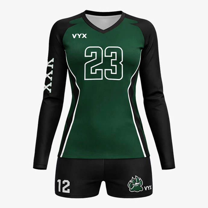 SmashCore green black volleyball uniform set front view