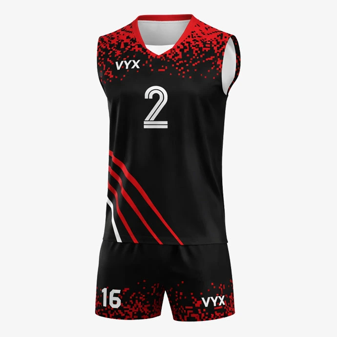 PowerSpike black red volleyball uniform set front view