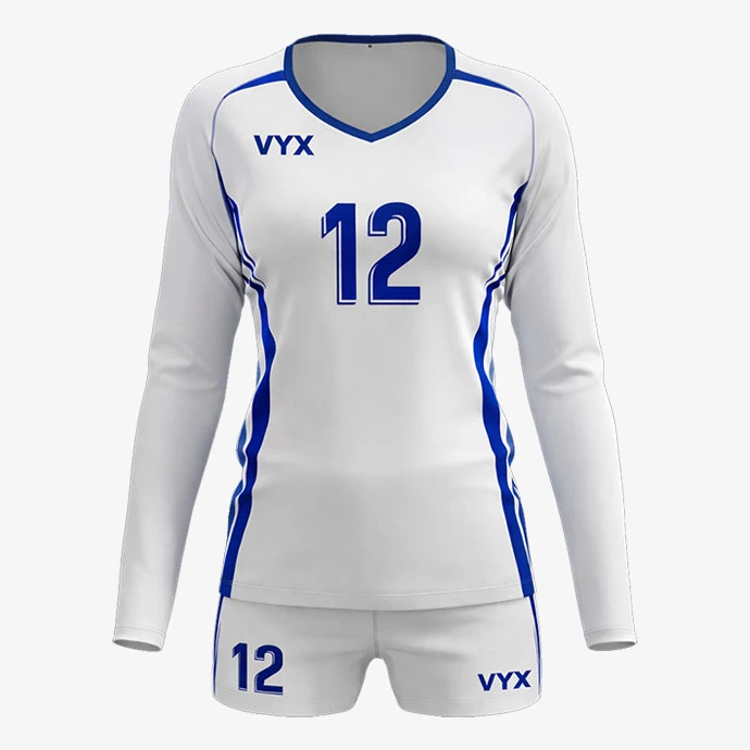 SwiftBlock white blue volleyball uniform set front view