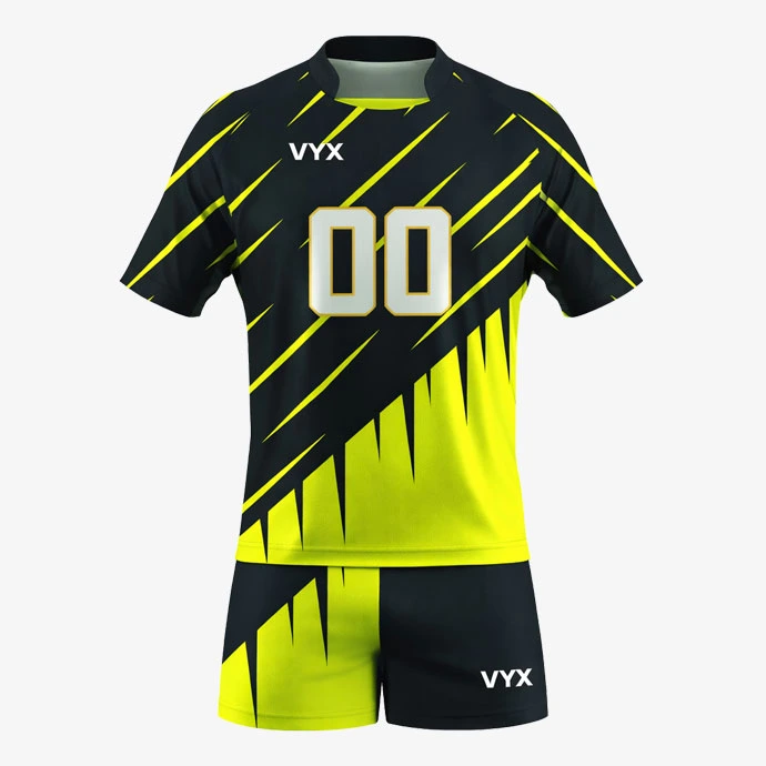 RapidServe black neon yellow volleyball uniform set front view