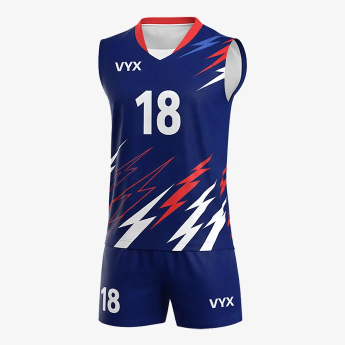 NetRage blue red volleyball uniform set front view