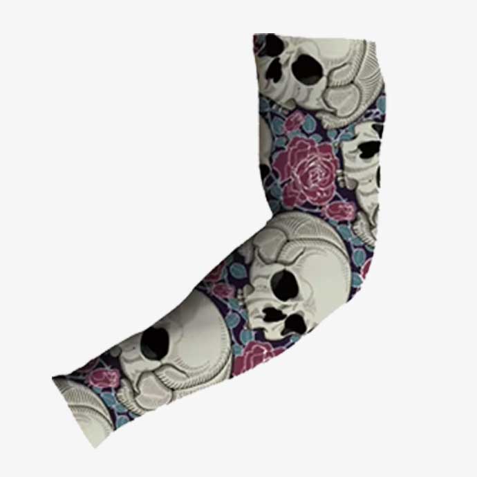 VYX Phantom skull floral compression arm sleeve 3-4 view