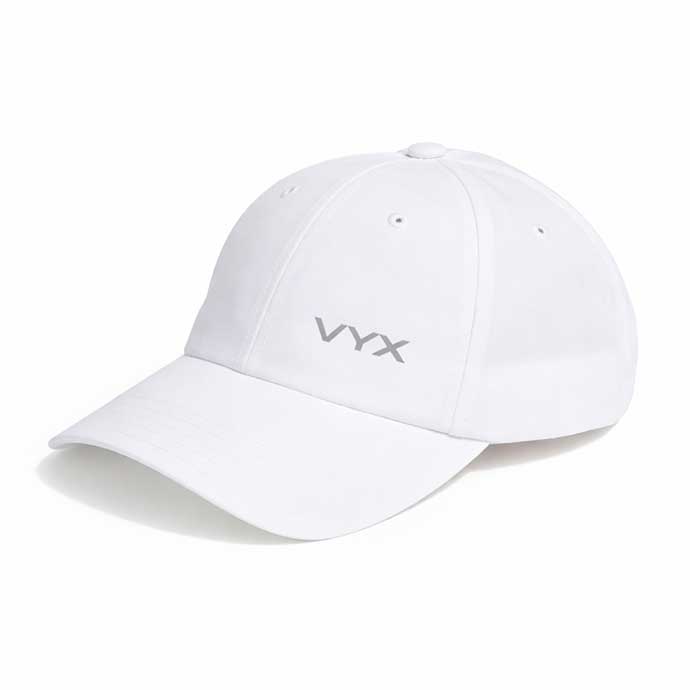VYX classic white performance sports cap 3-4 view