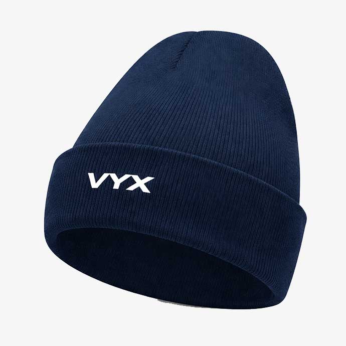 VYX navy knit performance beanie 3-4 view