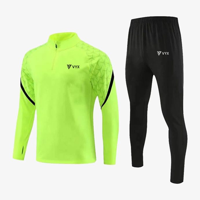 VYX EdgeLine neon green training tracksuit set front view