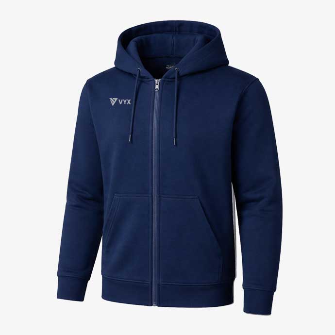VYX SquadPro navy zip hoodie front view