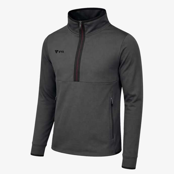 VYX StormLayer grey performance half zip top front view