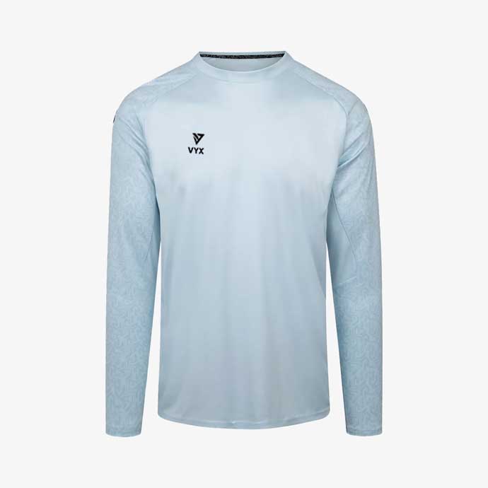 KeeperPro light blue goalkeeper long sleeve shirt front view performance teamwear