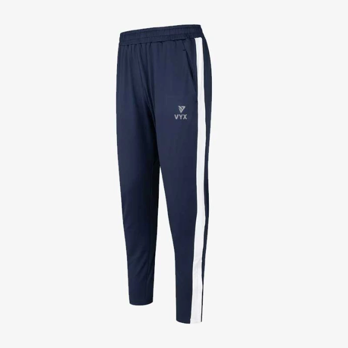 TeamStripe Navy Track Pants with Side Stripe Front View