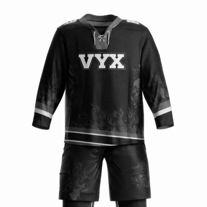 ShadowPuck black elite ice hockey jersey and shorts set