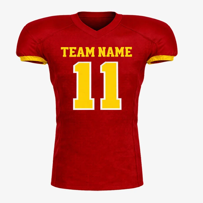 FlexStrike American football jersey front view red yellow team jersey