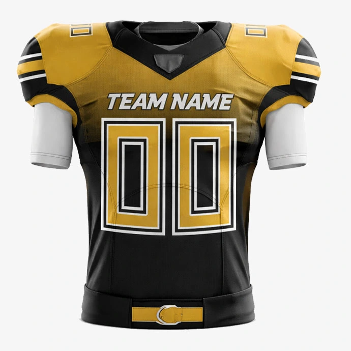 WallGuard American football jersey front view black gold padded team jersey