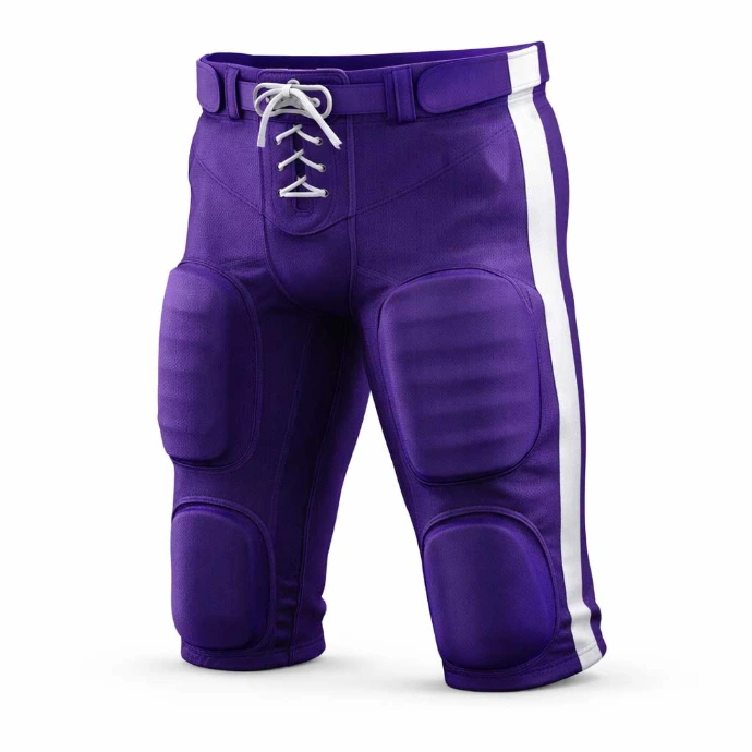 CoreGuard American football pants front view purple white padded game pants