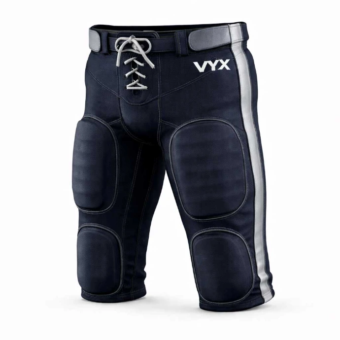 CoreGuard American football pants front view navy grey padded game pants