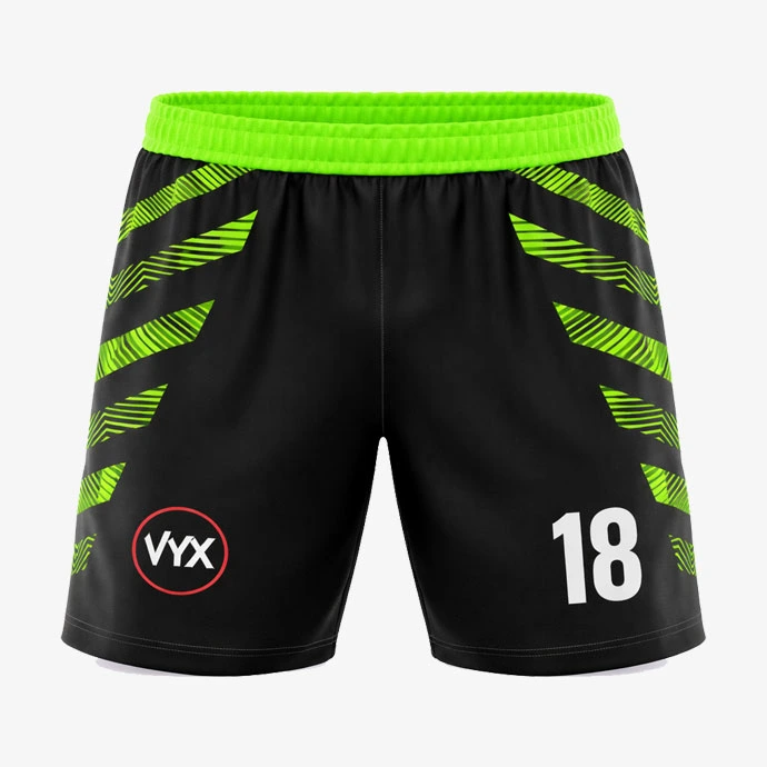 Sportiva Black Green Soccer Shorts front view.jpg